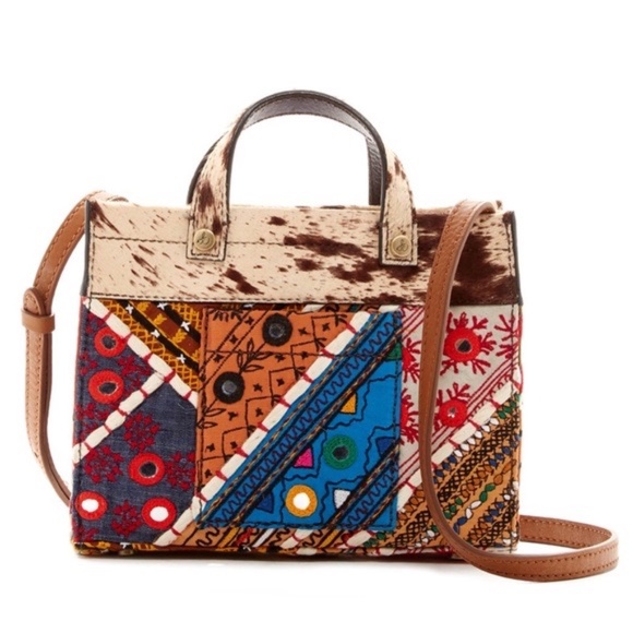 Sam Edelman Mini Cleo fabric hand Bag purse with mirror work - Picture 1 of 5